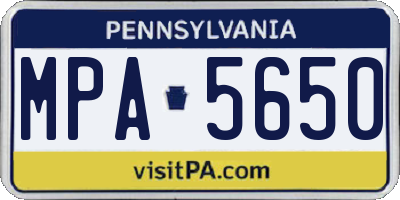 PA license plate MPA5650