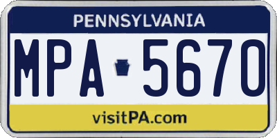 PA license plate MPA5670