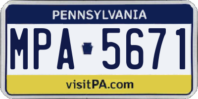 PA license plate MPA5671