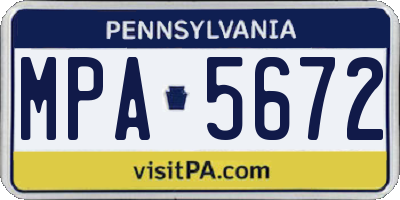 PA license plate MPA5672