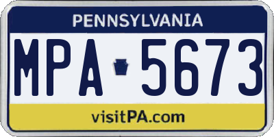PA license plate MPA5673