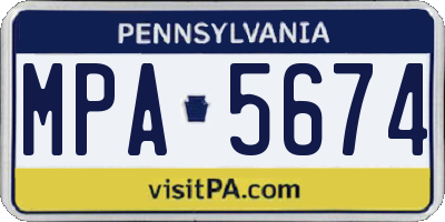 PA license plate MPA5674