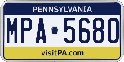 PA license plate MPA5680