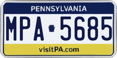 PA license plate MPA5685