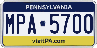 PA license plate MPA5700