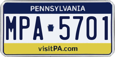 PA license plate MPA5701