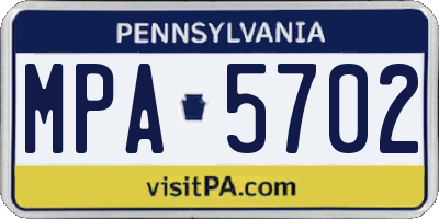 PA license plate MPA5702