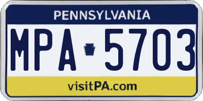 PA license plate MPA5703
