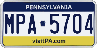 PA license plate MPA5704