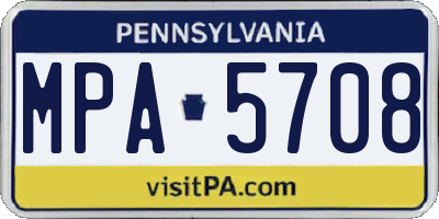 PA license plate MPA5708