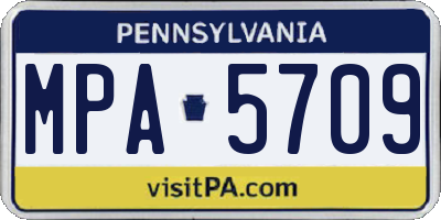 PA license plate MPA5709