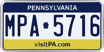 PA license plate MPA5716