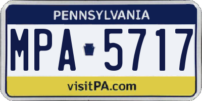 PA license plate MPA5717