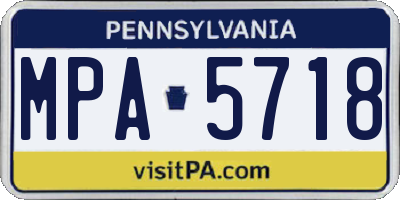 PA license plate MPA5718