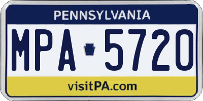 PA license plate MPA5720