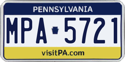 PA license plate MPA5721
