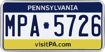 PA license plate MPA5726