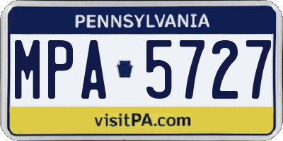 PA license plate MPA5727