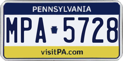 PA license plate MPA5728