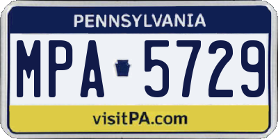 PA license plate MPA5729