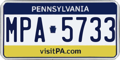 PA license plate MPA5733