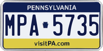 PA license plate MPA5735