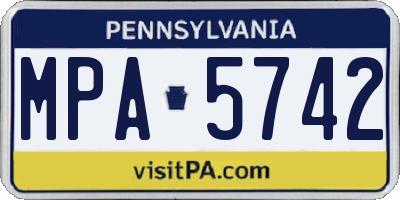 PA license plate MPA5742