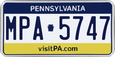 PA license plate MPA5747