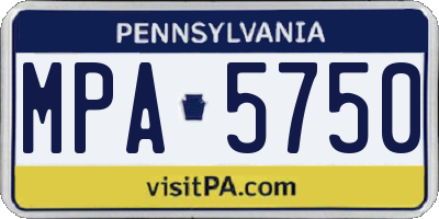 PA license plate MPA5750