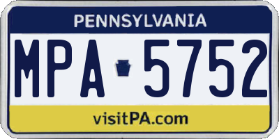 PA license plate MPA5752