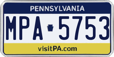 PA license plate MPA5753