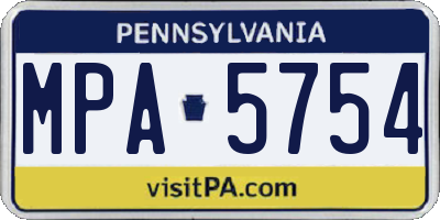 PA license plate MPA5754