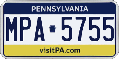PA license plate MPA5755