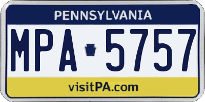 PA license plate MPA5757