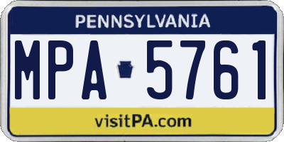 PA license plate MPA5761