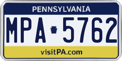 PA license plate MPA5762