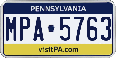PA license plate MPA5763
