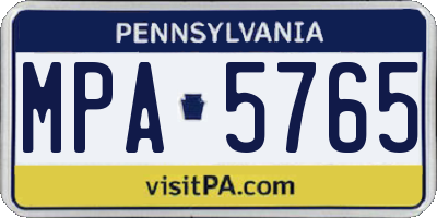 PA license plate MPA5765