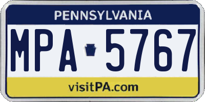 PA license plate MPA5767