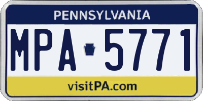 PA license plate MPA5771