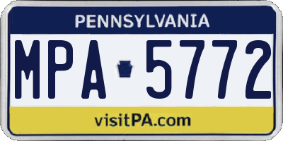 PA license plate MPA5772