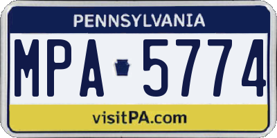 PA license plate MPA5774