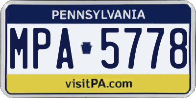 PA license plate MPA5778