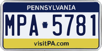 PA license plate MPA5781