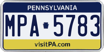 PA license plate MPA5783