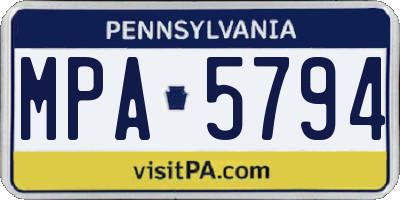 PA license plate MPA5794