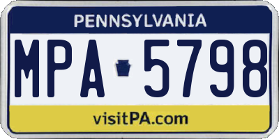 PA license plate MPA5798