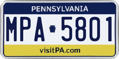 PA license plate MPA5801