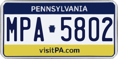 PA license plate MPA5802