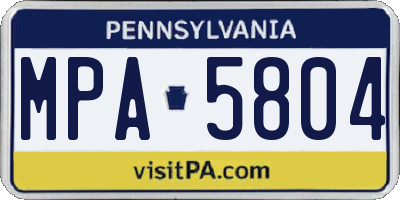 PA license plate MPA5804